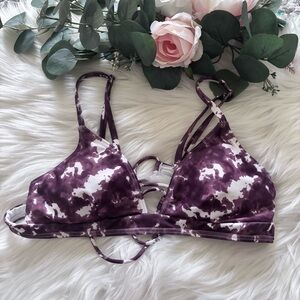 🌸2/$20 Byrds of Paradise Swim Womens Brown White Tie Dye Bikini Top Size Large